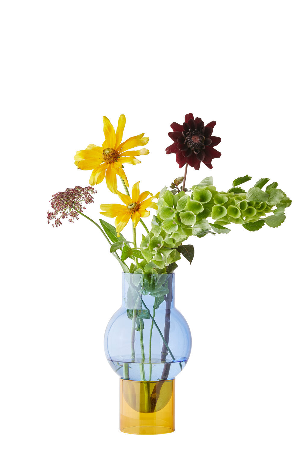 Bubble Tube Large vase, blå/gul - H27 cm.